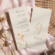 Menú Boda del Boho de Flor Silvestre