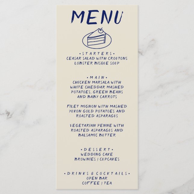 Menú Boda del Boho moderno retro negrita escrito a mano (Anverso)