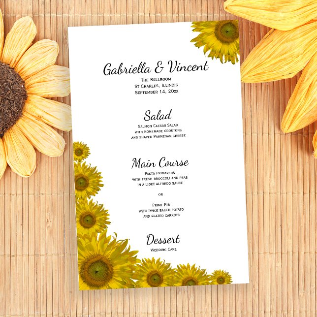 Menú Boda del borde del girasol (Subido por el creador)