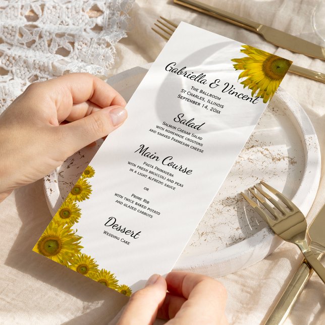 Menú Boda del borde del girasol (Subido por el creador)