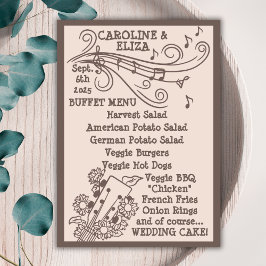 Menú boda del Canyon Rock Boho de los años 70