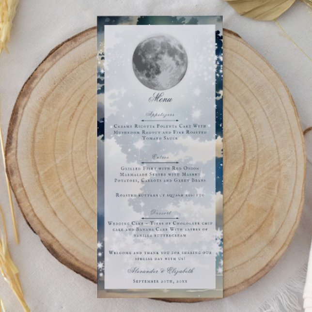 Menú Boda del cielo nocturno lunar (Lunar Night Sky Wedding Menu)