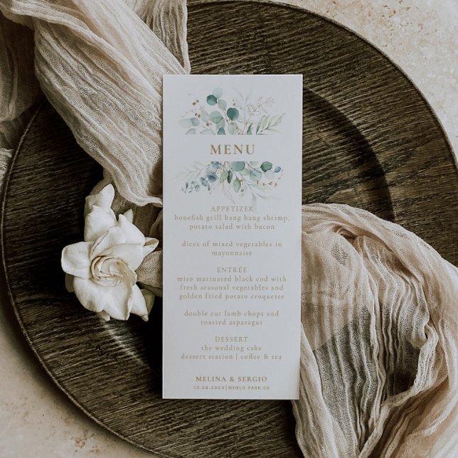 Menú Boda del Eucalipto Verde Oro (Subido por el creador)
