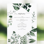 Menú Boda del follaje de vegetación botánica de pr<br><div class="desc">Boda Primavera de la Foliage Watercolor del Presupuesto Menú Elegante y Moderno sobre fondo blanco - incluye una tipografía de escritura hermosa y elegante con hojas botánicas modernas y vegetación para la celebración especial del Día de la Boda.</div>