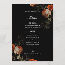 Menú Boda del maestro holandés floral oscuro y romántic