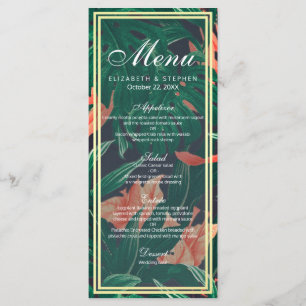 Menú Boda del marco floral y del Relieve metalizad