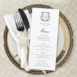 Menú Boda del Monograma Barroco de la época de la cosec