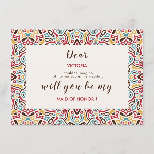 Menú Boda del patrón de Mandala geométrica clásica (Anverso)