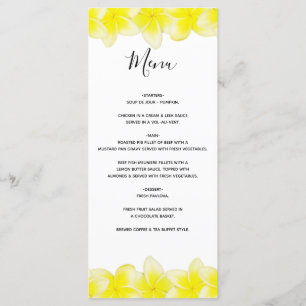Menú Boda del Plumeria Frangipani amarillo