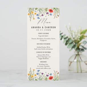 Menú Boda del prado de flor salvaje de primavera