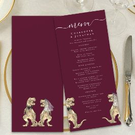 Menú Boda del tema de los dinosaurios Borgoña y Crema