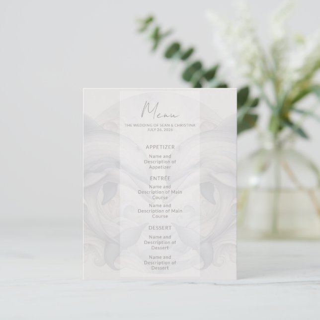 Menú Boda delfín moderno (Anverso de pie)