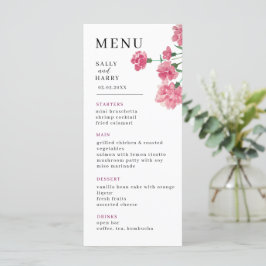 Menú Boda Delicado De Flor Rosa
