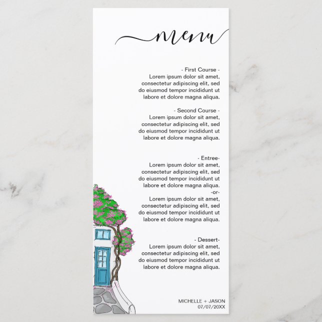 Menú Boda Destino Grecia Isla Griega (Anverso)