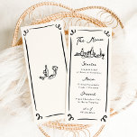 Menú Boda dibujado a mano por capricho<br><div class="desc">Este adorable diseño presenta elementos dibujados a mano y un texto llamativo en negrita.</div>