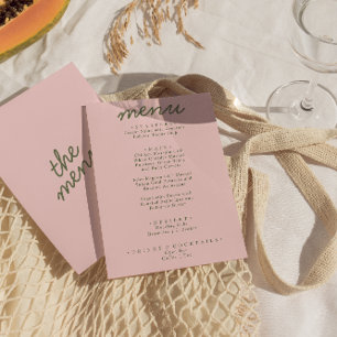 Menú Boda divertida de verano caprichosa verde rosa mod