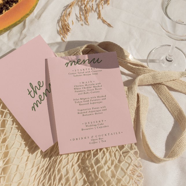 Menú Boda divertida de verano caprichosa verde rosa mod (Subido por el creador)