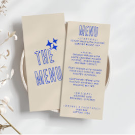 Menú Boda divertido moderno de negrita con retro azul c