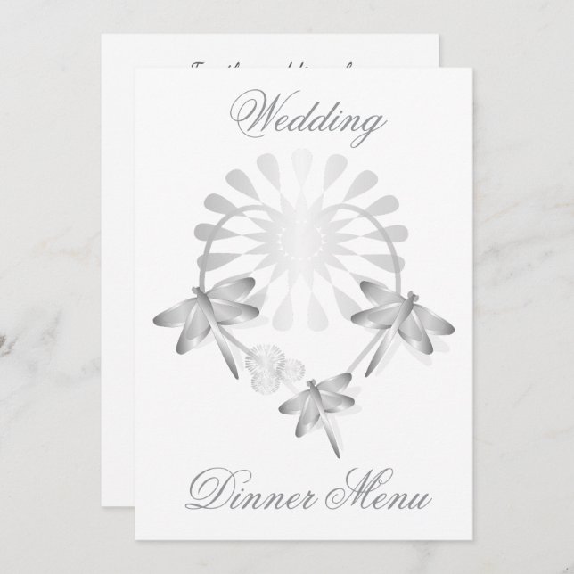 Menú boda Dragonflies Corazón (Anverso / Reverso)