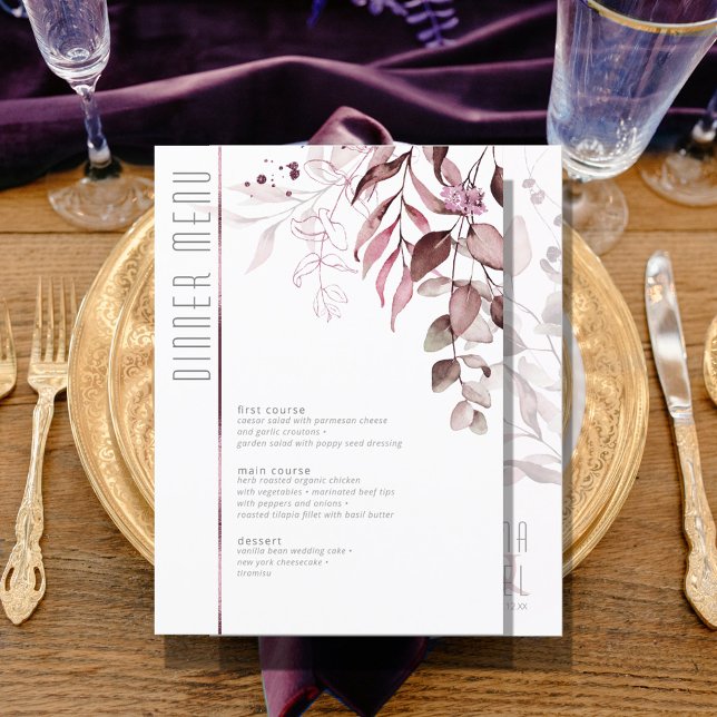 Menú Boda Dreamy Foliage V2 Burgundy ID817 (Subido por el creador)