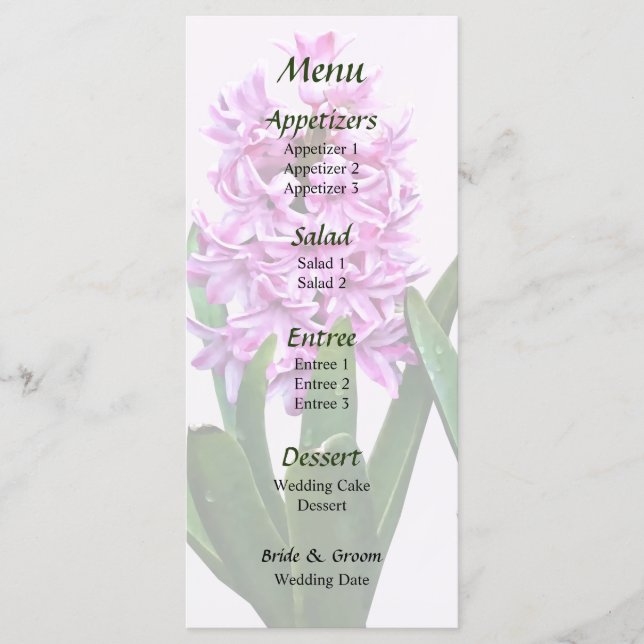 Menú Boda Duo Hyacinths Rosa (Anverso)