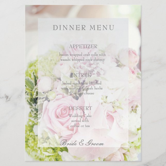 Menú boda editable de Bride Flower Bouquet (Anverso)