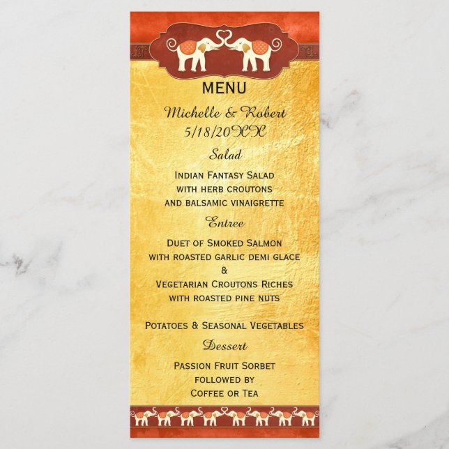 Menú Boda Elefantes Románticos (Anverso)