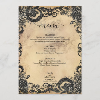 Menú Boda Elegancia Gótica Victoriana