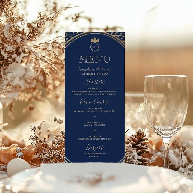 Menú Boda Elegante Azul Real Dorado (Subido por el creador)