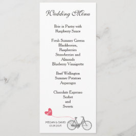 Menú boda elegante bicicleta romántica blanca