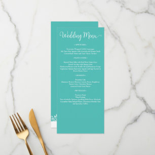 Menú Boda elegante blanca verde azulada