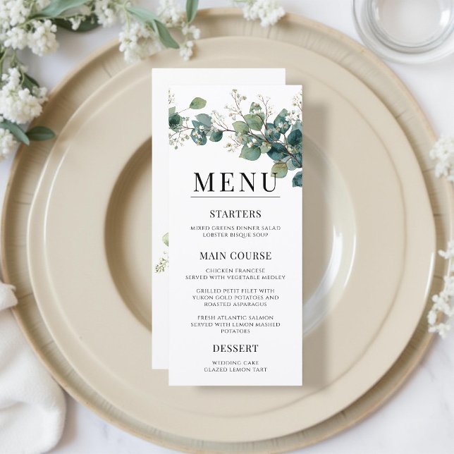 Menú Boda elegante boho de eucalipto verde salvia (Subido por el creador)