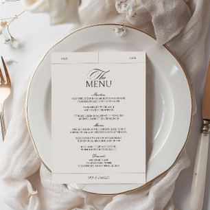 Menú Boda elegante clásico de etiquetas de color gris c