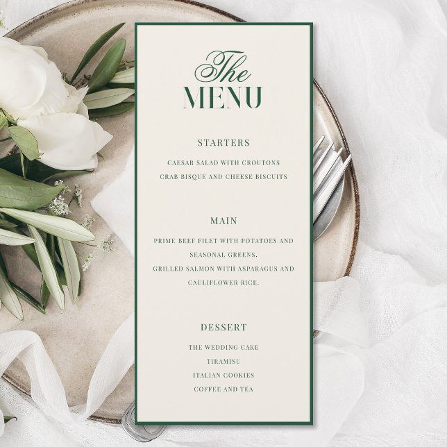 Menú Boda elegante con estilo antiguo y verde (Subido por el creador)