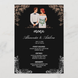 Menú Boda elegante con flores oscuras