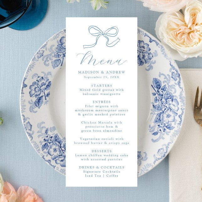 Menú Boda Elegante con Lazo Azul (Subido por el creador)