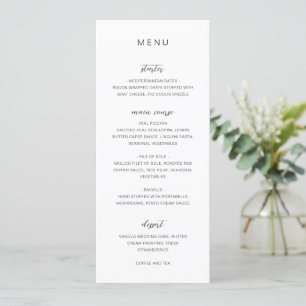 Menú Boda elegante con monograma en blanco y negro