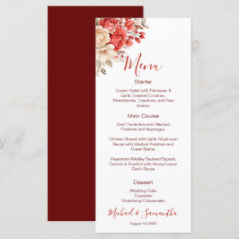 Menú Boda elegante con rosas rojas y marfil