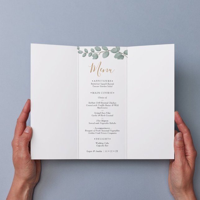 Menú Boda elegante con vegetación de eucalipto (Elegant Eucalyptus Greenery Wedding)