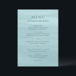Menú Boda elegante de acuarela azul moderna<br><div class="desc">Menú de boda moderno con tu menú de cena sobre un fondo abstracto de acuarela.</div>
