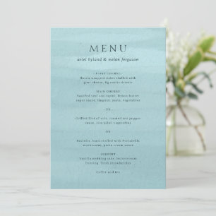 Menú Boda elegante de acuarela azul moderna