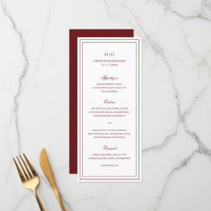 Menú Boda elegante de Borgoña clásica
