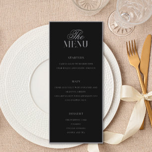Menú Boda Elegante de Dinero Antiguo en Negro Mate