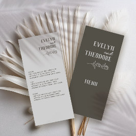 Menú Boda elegante de flor de línea neutra