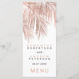 Menú Boda elegante de la flauta rosa dorada de la palme