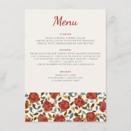 Menú Boda elegante de la flor rosa roja dorada