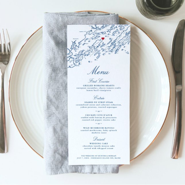 Menú Boda elegante de la isla de Chebeague (These Chebeague Island Inn menus are perfect for your Casco Bay Maine destination wedding)