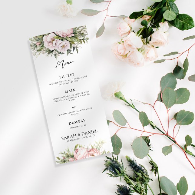 Menú Boda Elegante Floral Rosa-Rosa (Subido por el creador)