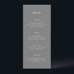 Menú Boda elegante gris simple<br><div class="desc">Menú de boda moderno con un diseño simple que combina una tipografía sans serif contemporánea,  una escritura a mano elegante y una tipografía itálica.</div>