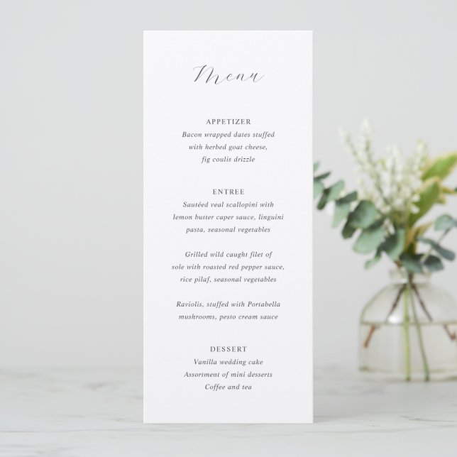Menú Boda elegante gris tradicional (Anverso de pie)